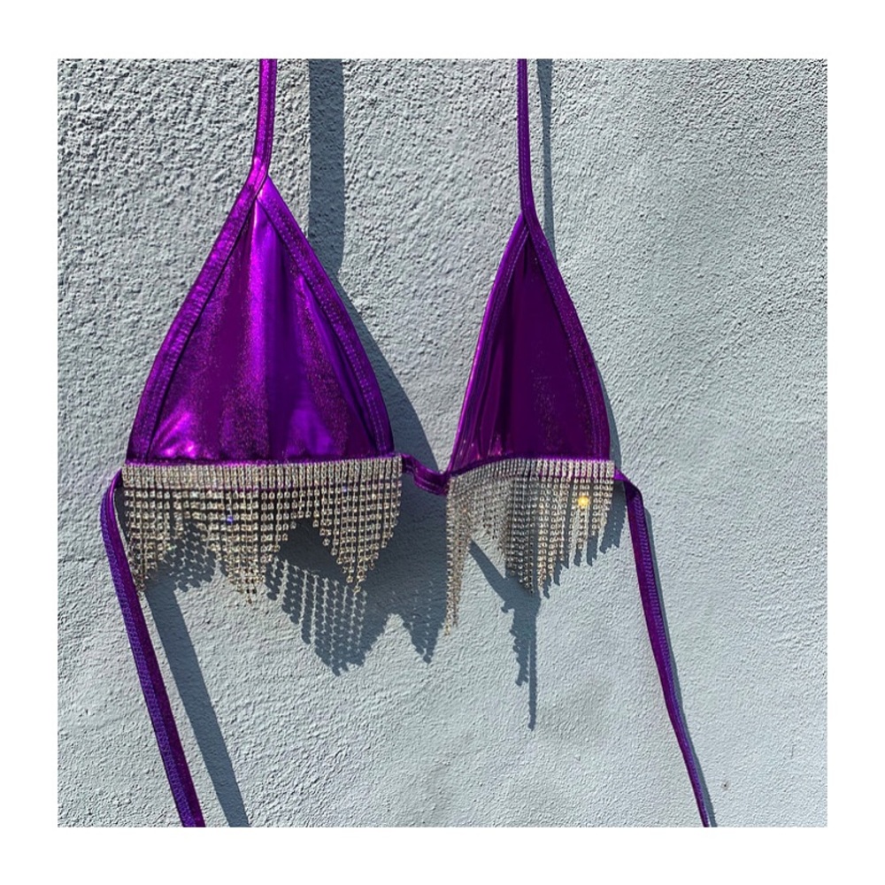 CUSTOM Rhinestone Bikini Top PURPLE